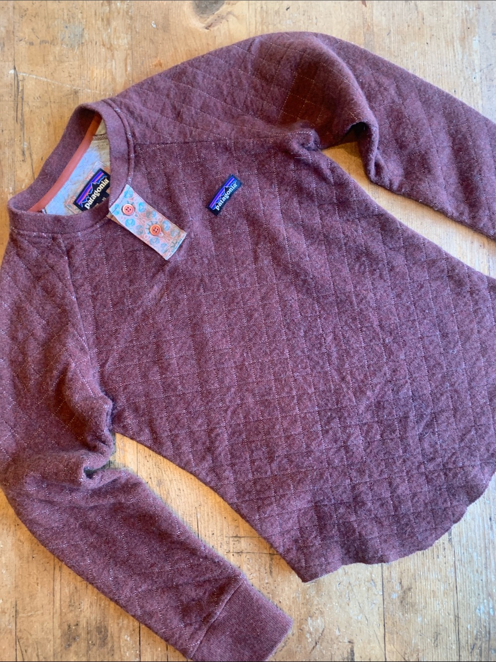 Patagonia Women's Quilted Henley Sweater - Maroon - Picture 4 of 16